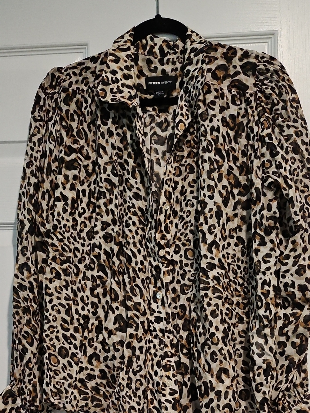 Fifteen Twenty Leopard Print Button-Down Shirt in Brown and Black